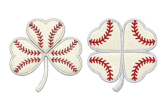 Baseball Shamrock Clover Embroidery Desi