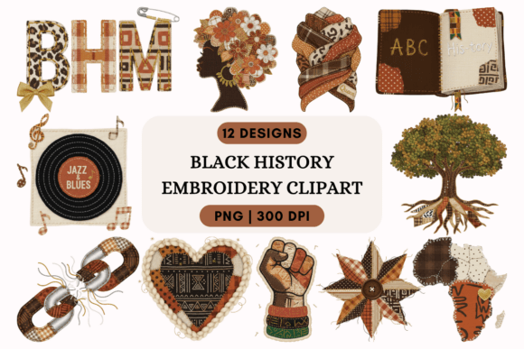 Black History Embroidery Clipart