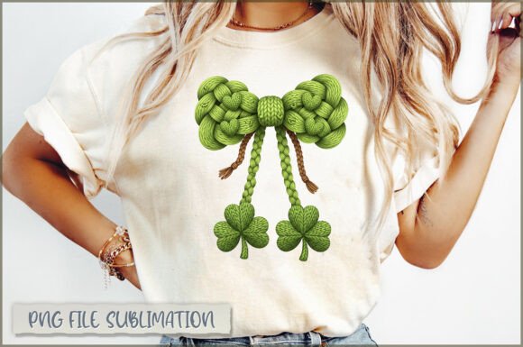 Bow Clover St. Patrick’s Embroidery PNG