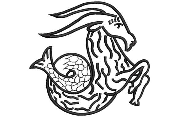 Capricorn Zodiac Symbol Embroidery