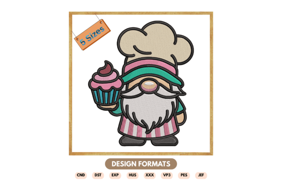 Cute Baking Gnome Embroidery File