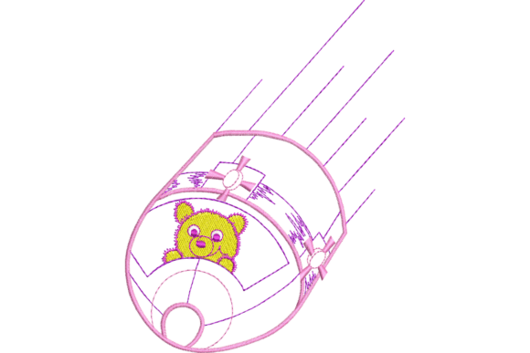 Cute Bear in Spaceship Embroidery Design