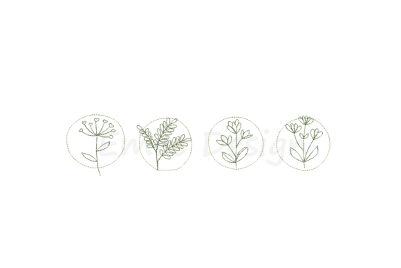 Floral Line Art Embroidery Design