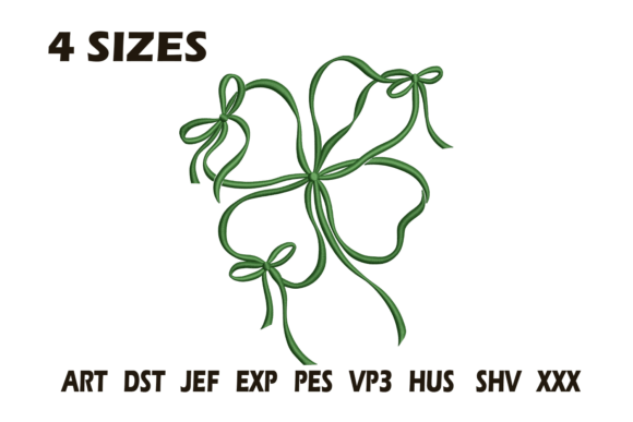 Lucky Ribbon Clover Embroidery