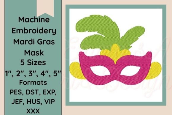 Mardi Gras Mask Embroidery Design