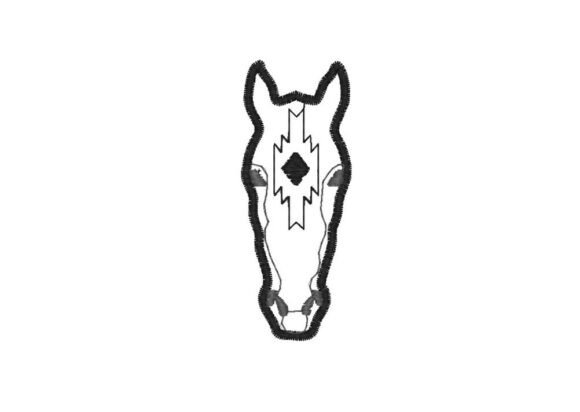 Native Embroidery Design Horse. Digital