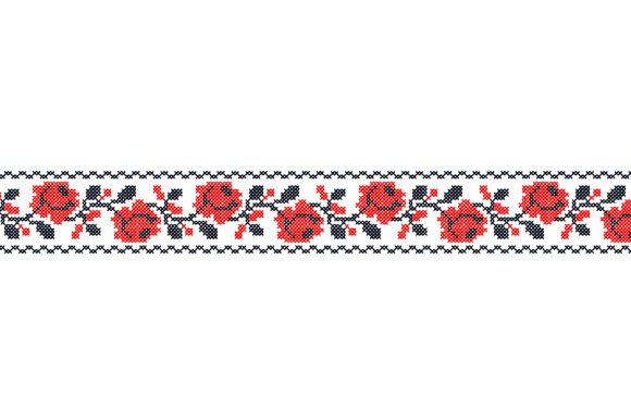 Roses Cross Stitch Border Embroidery