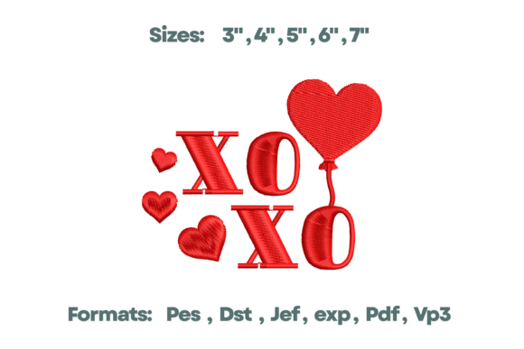 XOXO Heart Balloon Love Art Embroidery