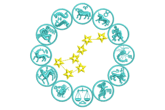 Zodiac Wheel Embroidery Design